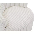 Fauteuil d'appoint rembourré Roundhill Furniture Malna en velours côtelé large avec roulettes, blanc cassé