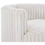 Fauteuil d'appoint rembourré Roundhill Furniture Malna en velours côtelé large avec roulettes, blanc cassé