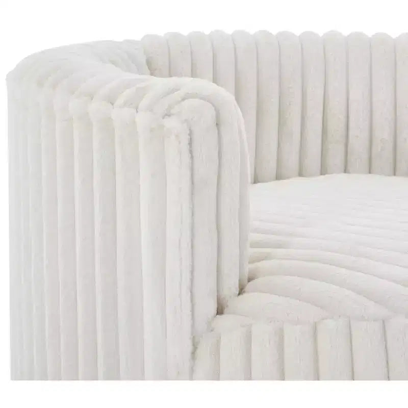 Fauteuil d'appoint rembourré Roundhill Furniture Malna en velours côtelé large avec roulettes, blanc cassé