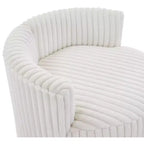 Fauteuil d'appoint rembourré Roundhill Furniture Malna en velours côtelé large avec roulettes, blanc cassé