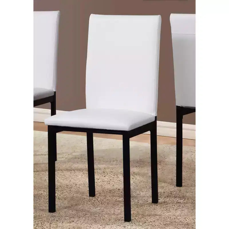 Chaises de salle à manger Roundhill Furniture Noyes à assise en similicuir et piètement en métal, blanc, lot de 4