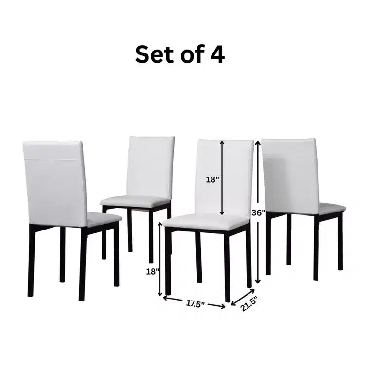 Chaises de salle à manger Roundhill Furniture Noyes à assise en similicuir et piètement en métal, blanc, lot de 4