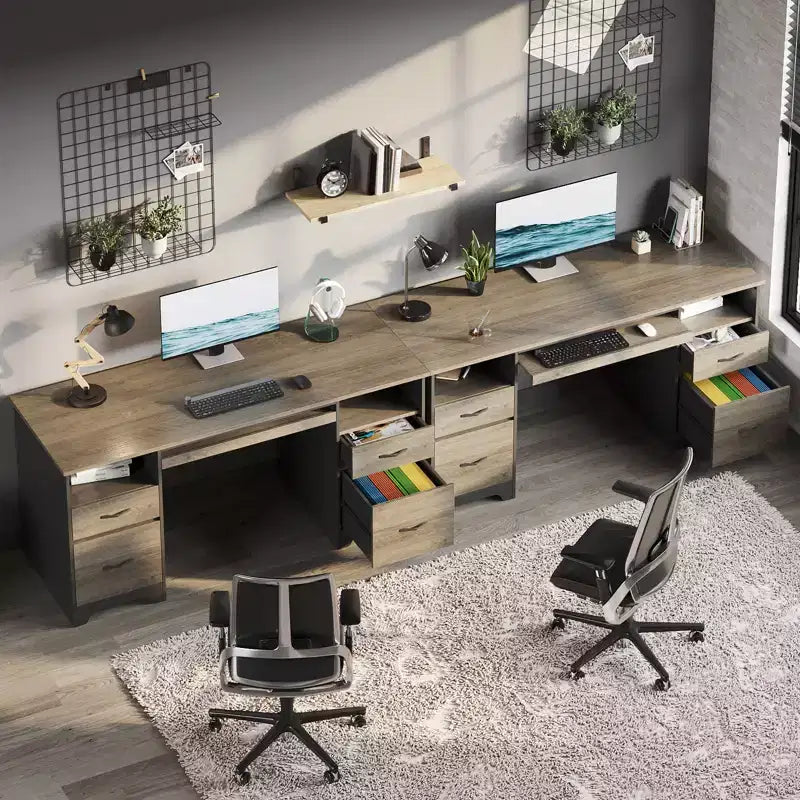 Bestier 59 Bureau d'ordinateur avec 4 tiroirs, Bureau de direction avec tiroir de classement, Tablette coulissante pour clavier pour bureau à domicile