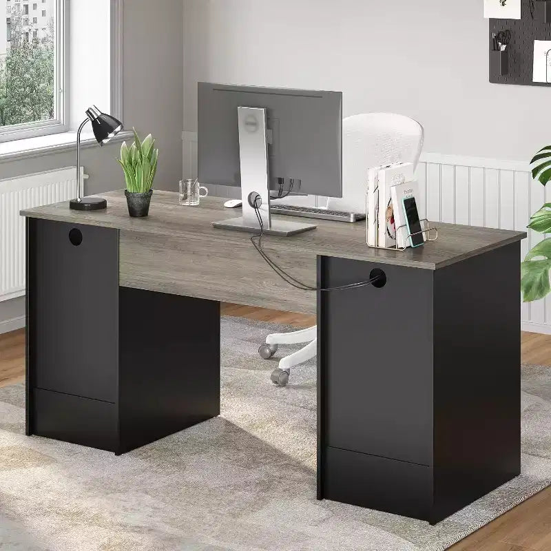 Bestier 59 Bureau d'ordinateur avec 4 tiroirs, Bureau de direction avec tiroir de classement, Tablette coulissante pour clavier pour bureau à domicile