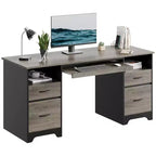 Bestier 59 Bureau d'ordinateur avec 4 tiroirs, Bureau de direction avec tiroir de classement, Tablette coulissante pour clavier pour bureau à domicile
