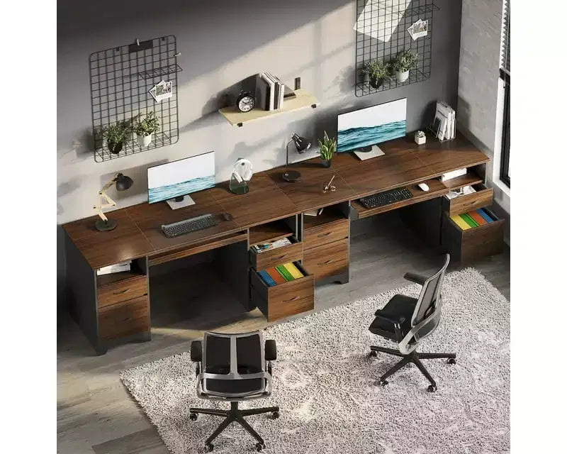 Bestier 59 Bureau d'ordinateur avec 4 tiroirs, Bureau de direction avec tiroir de classement, Tablette coulissante pour clavier pour bureau à domicile