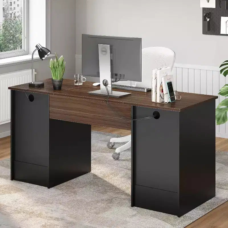 Bestier 59 Bureau d'ordinateur avec 4 tiroirs, Bureau de direction avec tiroir de classement, Tablette coulissante pour clavier pour bureau à domicile
