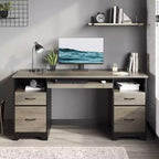 Bestier 59 Bureau d'ordinateur avec 4 tiroirs, Bureau de direction avec tiroir de classement, Tablette coulissante pour clavier pour bureau à domicile