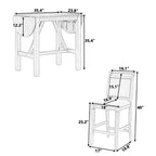 Ensemble de salle à manger 3 pièces Whisen en bois avec table à hauteur de comptoir à rallonges et 2 chaises de salle à manger rembourrées