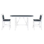 Ensemble de salle à manger 3 pièces Whisen en bois avec table à hauteur de comptoir à rallonges et 2 chaises de salle à manger rembourrées