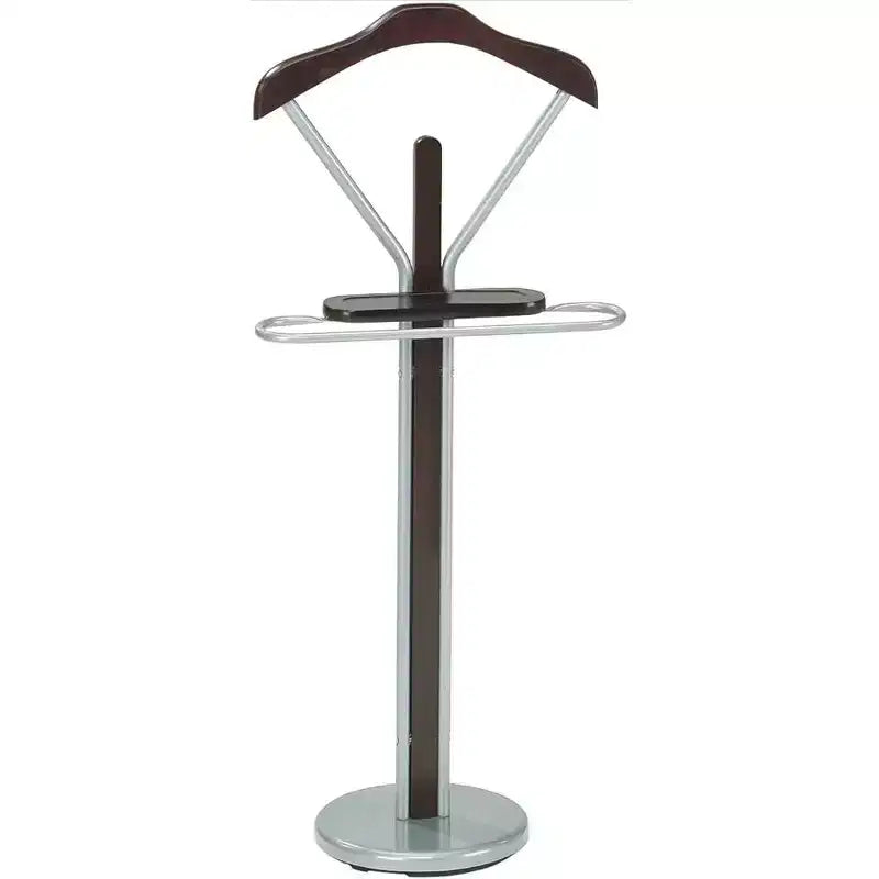 Kings Brand Furniture - Valet de Nuit en Bois et Métal, Argent/Noyer