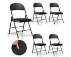 SUGIFT Black Padded Fabric Folding Chair Set of 4