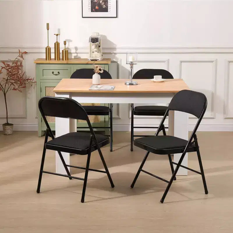 SUGIFT Lot de 4 chaises pliantes rembourrées en tissu noir