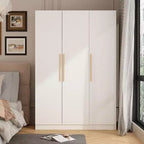 Famapy 3 Door Wardrobe Clothes Organiser Wooden Handle Wardrobe