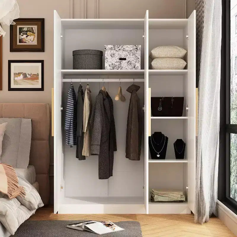 Famapy Armoire 3 Portes Organiseur Vêtements Poignée Bois Armoire