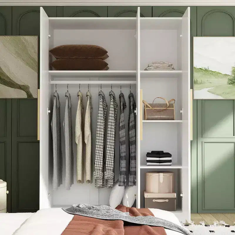 Famapy Armoire 3 Portes Organiseur Vêtements Poignée Bois Armoire