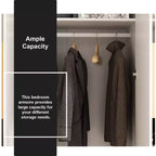 Famapy Armoire 3 Portes Organiseur Vêtements Poignée Bois Armoire