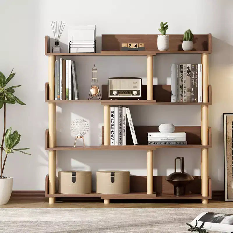 Bibliothèque ouverte en bois à 4 niveaux, étagère extensible de 78 à 140 cm de large, étagère de présentation autoportante, étagères de rangement utilitaires pour salon et bureau