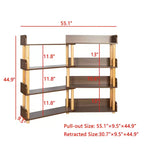 Bibliothèque ouverte en bois à 4 niveaux, étagère extensible de 78 à 140 cm de large, étagère de présentation autoportante, étagères de rangement utilitaires pour salon et bureau