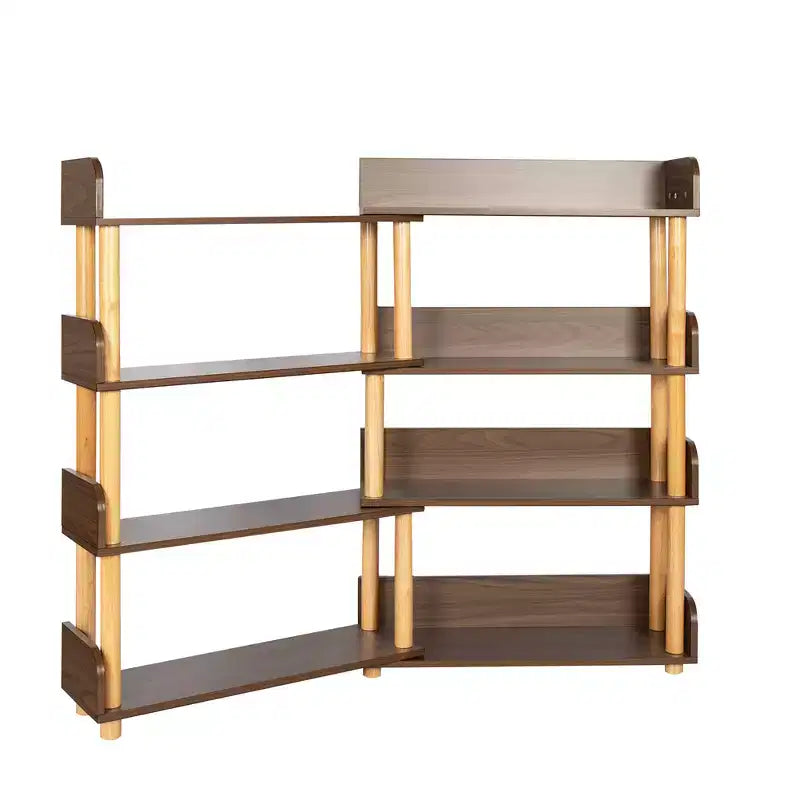 Bibliothèque ouverte en bois à 4 niveaux, étagère extensible de 78 à 140 cm de large, étagère de présentation autoportante, étagères de rangement utilitaires pour salon et bureau