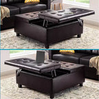 Home Imports Emporium Ottoman coffre relevable capitonné en similicuir, grand carré, table basse de rangement, repose-pieds et organisateur de jouets