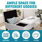 Home Imports Emporium Ottoman coffre relevable capitonné en similicuir, grand carré, table basse de rangement, repose-pieds et organisateur de jouets