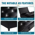 Home Imports Emporium Ottoman coffre relevable capitonné en similicuir, grand carré, table basse de rangement, repose-pieds et organisateur de jouets
