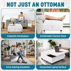 Home Imports Emporium Ottoman coffre relevable capitonné en similicuir, grand carré, table basse de rangement, repose-pieds et organisateur de jouets