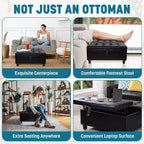 Home Imports Emporium Ottoman coffre relevable capitonné en similicuir, grand carré, table basse de rangement, repose-pieds et organisateur de jouets