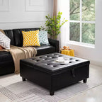 Home Imports Emporium Ottoman coffre relevable capitonné en similicuir, grand carré, table basse de rangement, repose-pieds et organisateur de jouets