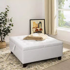 Home Imports Emporium Ottoman coffre relevable capitonné en similicuir, grand carré, table basse de rangement, repose-pieds et organisateur de jouets