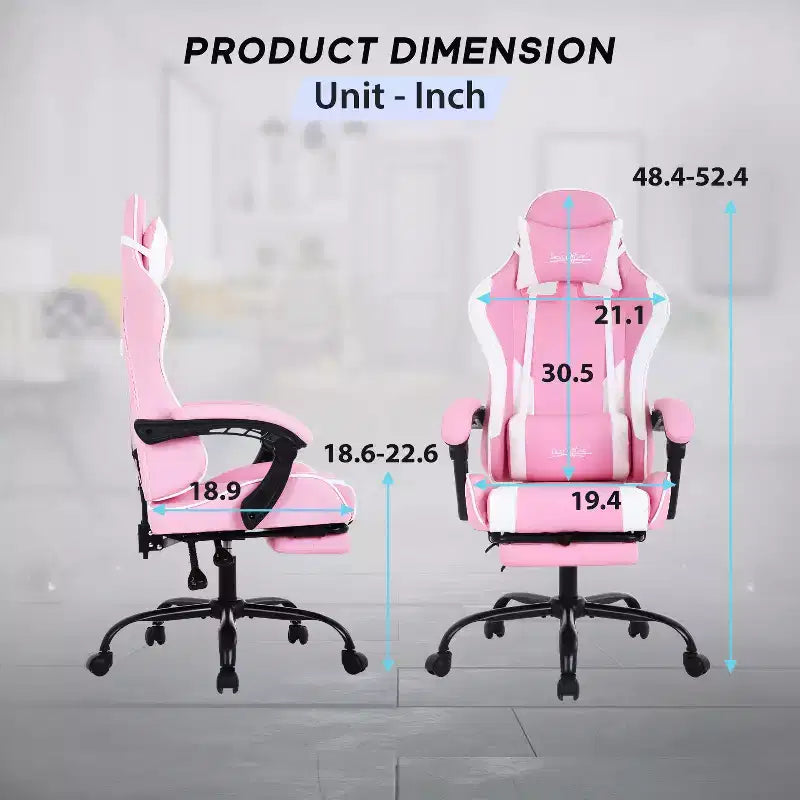 BestMassage Chaise de Gaming Fauteuil de Bureau avec Repose-Pieds et Soutien Lombaire