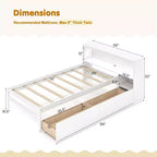 Cadre de lit double Costway avec lumière LED et tête de lit bibliothèque avec prises électriques et tiroirs Blanc/Gris