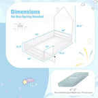 Lit au sol Montessori une place Costway pour tout-petit avec porte verrouillable, garde-corps pleine longueur gris/blanc