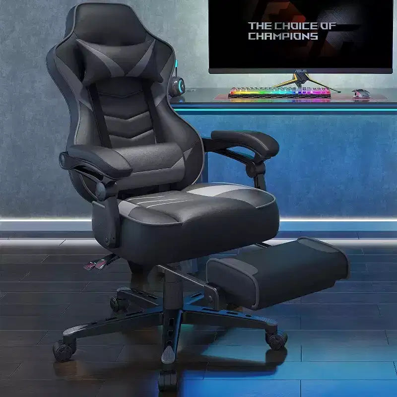Chaise de Gaming ELECWISH avec Repose-pieds, Soutien Lombaire, Chaise d'Ordinateur Respirante avec Coussin à Ressorts Ensachés, Chaises pour Adultes