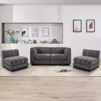 Canapé sectionnel en chenille 128, canapé modulaire en L 4 places pour salon bureau - Morden Fort