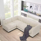 Canapé sectionnel en chenille 128, canapé modulaire en L 4 places pour salon bureau - Morden Fort