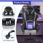 Chaise de jeu FDW Gaming Chaise de bureau massante confortable et élégante avec soutien lombaire réglable, pivotante à 360 degrés et roulettes silencieuses