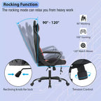 Chaise de jeu FDW Gaming Chaise de bureau massante confortable et élégante avec soutien lombaire réglable, pivotante à 360 degrés et roulettes silencieuses