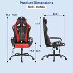 Chaise de jeu FDW Gaming Chaise de bureau massante confortable et élégante avec soutien lombaire réglable, pivotante à 360 degrés et roulettes silencieuses