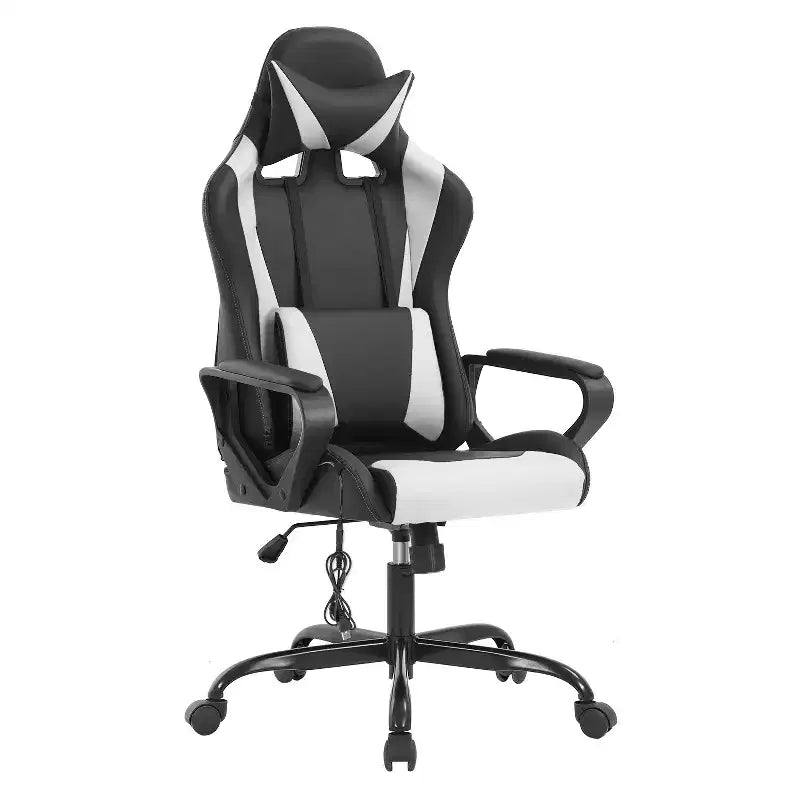 Chaise de jeu FDW Gaming Chaise de bureau massante confortable et élégante avec soutien lombaire réglable, pivotante à 360 degrés et roulettes silencieuses