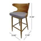 Tabourets de bar en tissu et bois GDFStudio Cortland Mid-Century (lot de 2) - Hauteur 77,5 cm