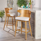 Tabourets de bar en tissu et bois GDFStudio Cortland Mid-Century (lot de 2) - Hauteur 77,5 cm