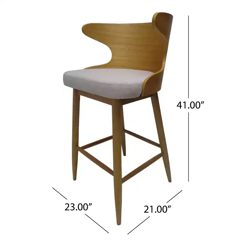 Tabourets de bar en tissu et bois GDFStudio Cortland Mid-Century (lot de 2) - Hauteur 77,5 cm
