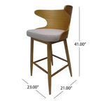 Tabourets de bar en tissu et bois GDFStudio Cortland Mid-Century (lot de 2) - Hauteur 77,5 cm