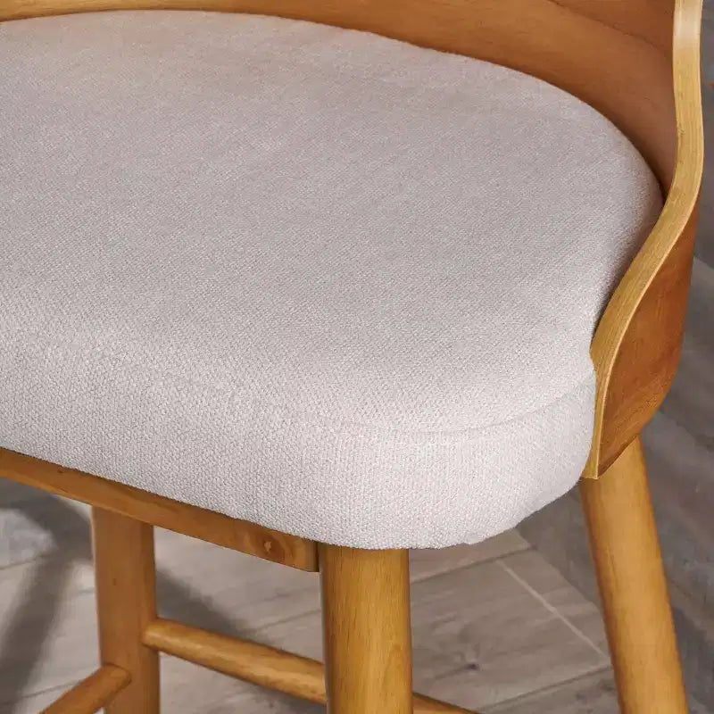 Tabourets de bar en tissu et bois GDFStudio Cortland Mid-Century (lot de 2) - Hauteur 77,5 cm