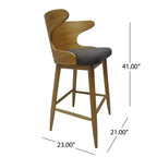 Tabourets de bar en tissu et bois GDFStudio Cortland Mid-Century (lot de 2) - Hauteur 77,5 cm