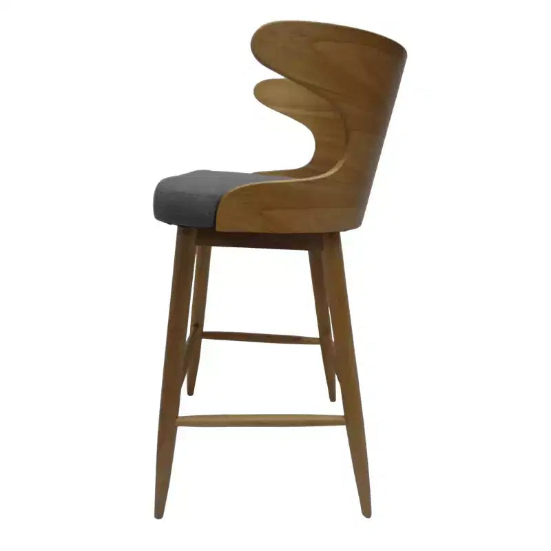 Tabourets de bar en tissu et bois GDFStudio Cortland Mid-Century (lot de 2) - Hauteur 77,5 cm