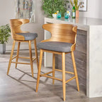 Tabourets de bar en tissu et bois GDFStudio Cortland Mid-Century (lot de 2) - Hauteur 77,5 cm