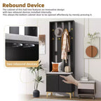 Arbre d'entrée moderne 4 en 1 de 61 cm de large, porte-manteau, armoire à chaussures multifonctionnelle avec banc de rangement rembourré, crochets et étagères réglables - ModernLuxe